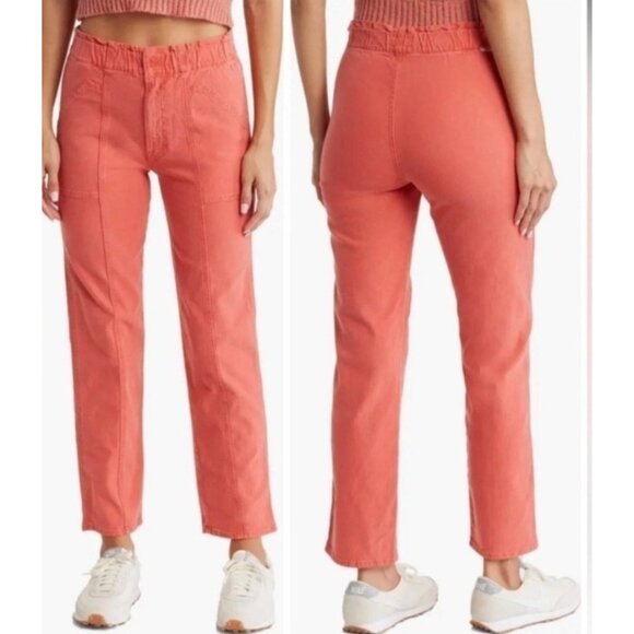 Mother Pants Womens 31 Hot Coral Springy High Rise Ankle Utility Casual Pockets - Picture 2 of 14